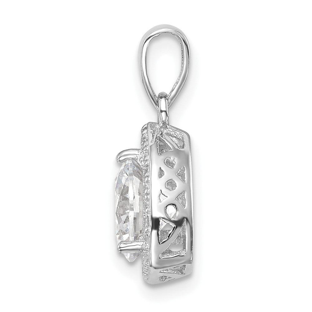 Sterling Silver Rhodium-plated Polished CZ Pendant