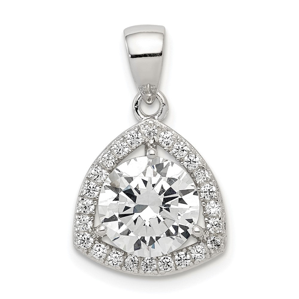 Sterling Silver Rhodium-plated Polished CZ Pendant