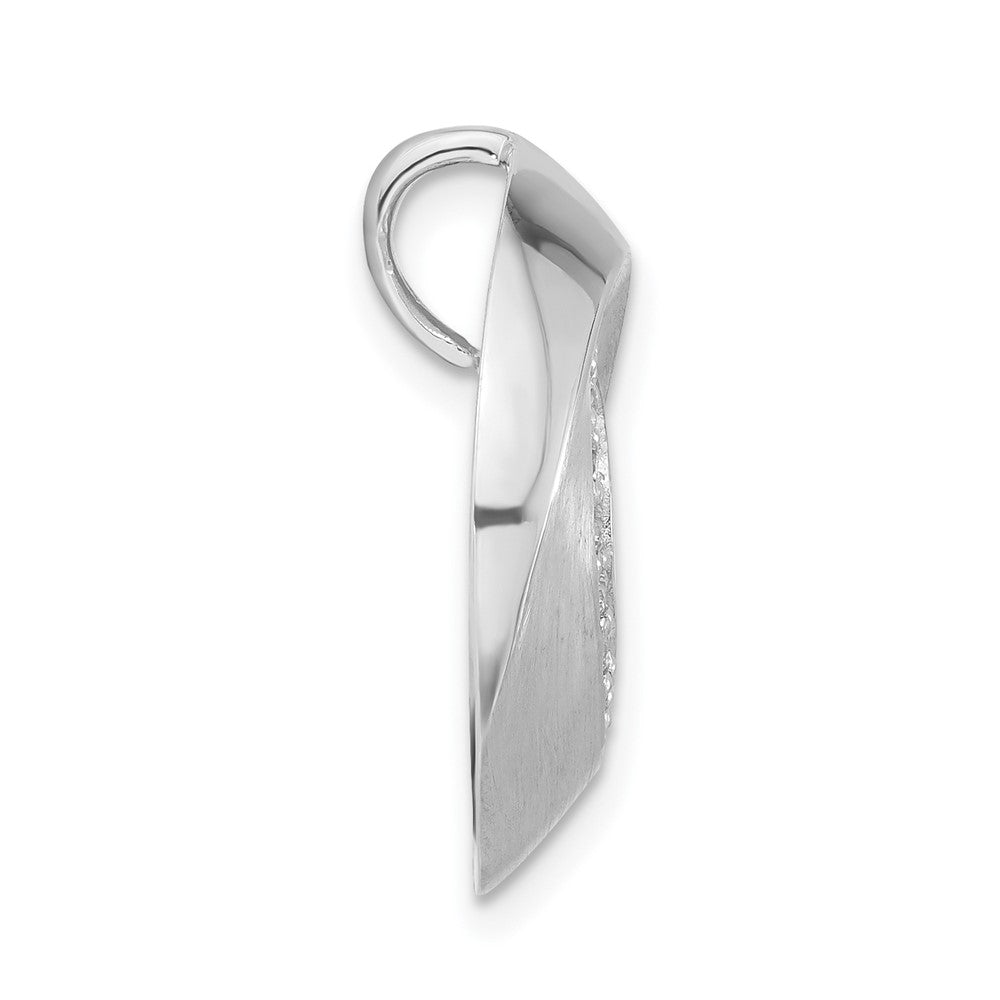 Sterling Silver Polished & Brushed CZ Circle Slide Pendant