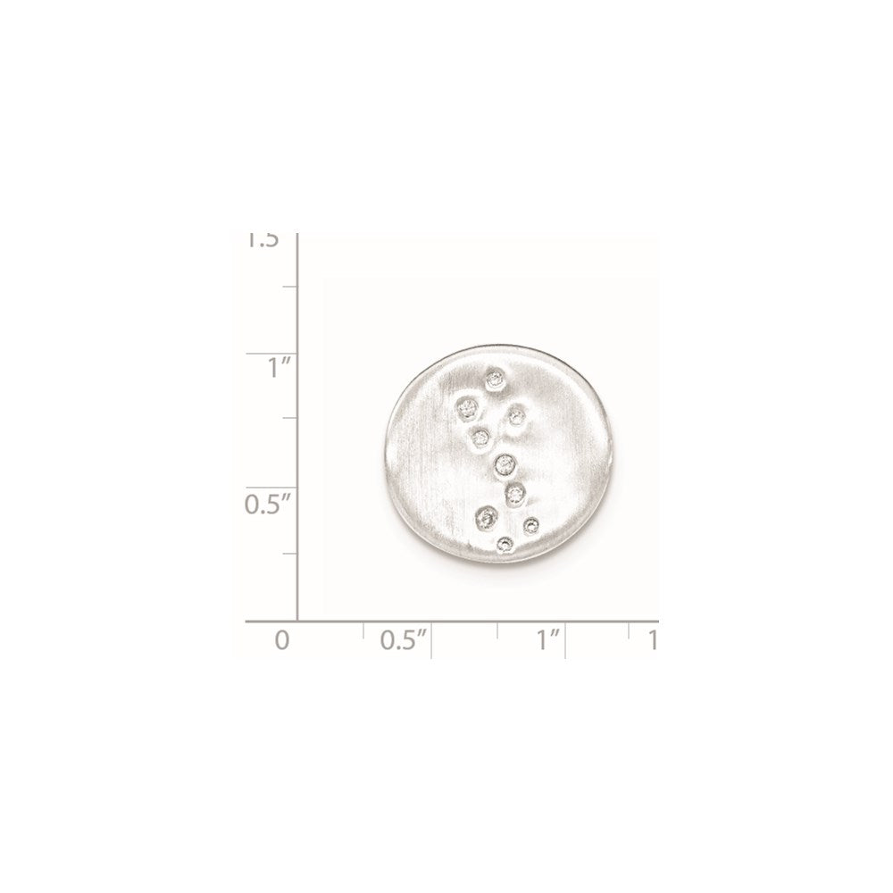 Sterling Silver Satin CZ Disc Slide Pendant