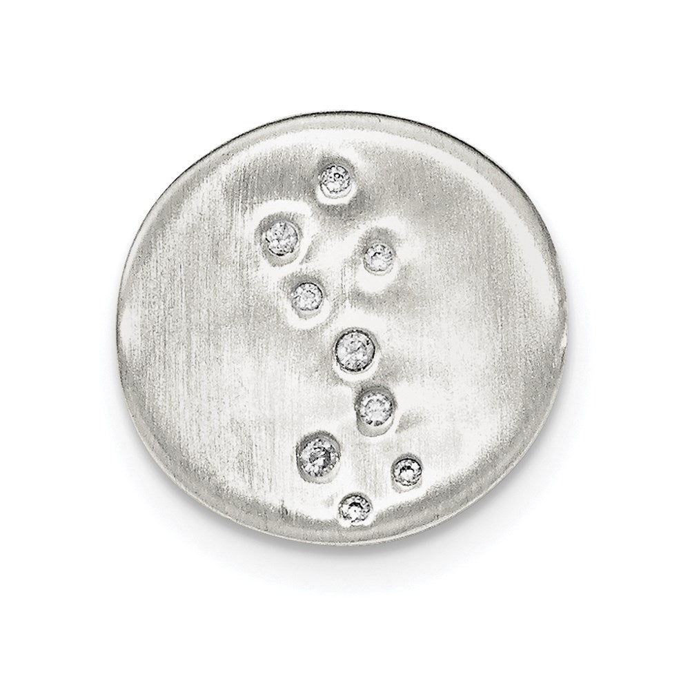 Sterling Silver Satin CZ Disc Slide Pendant