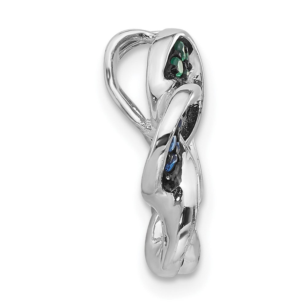 Sterling Silver w/ Black Rhodium Synthetic Stones Flower Chain Slide