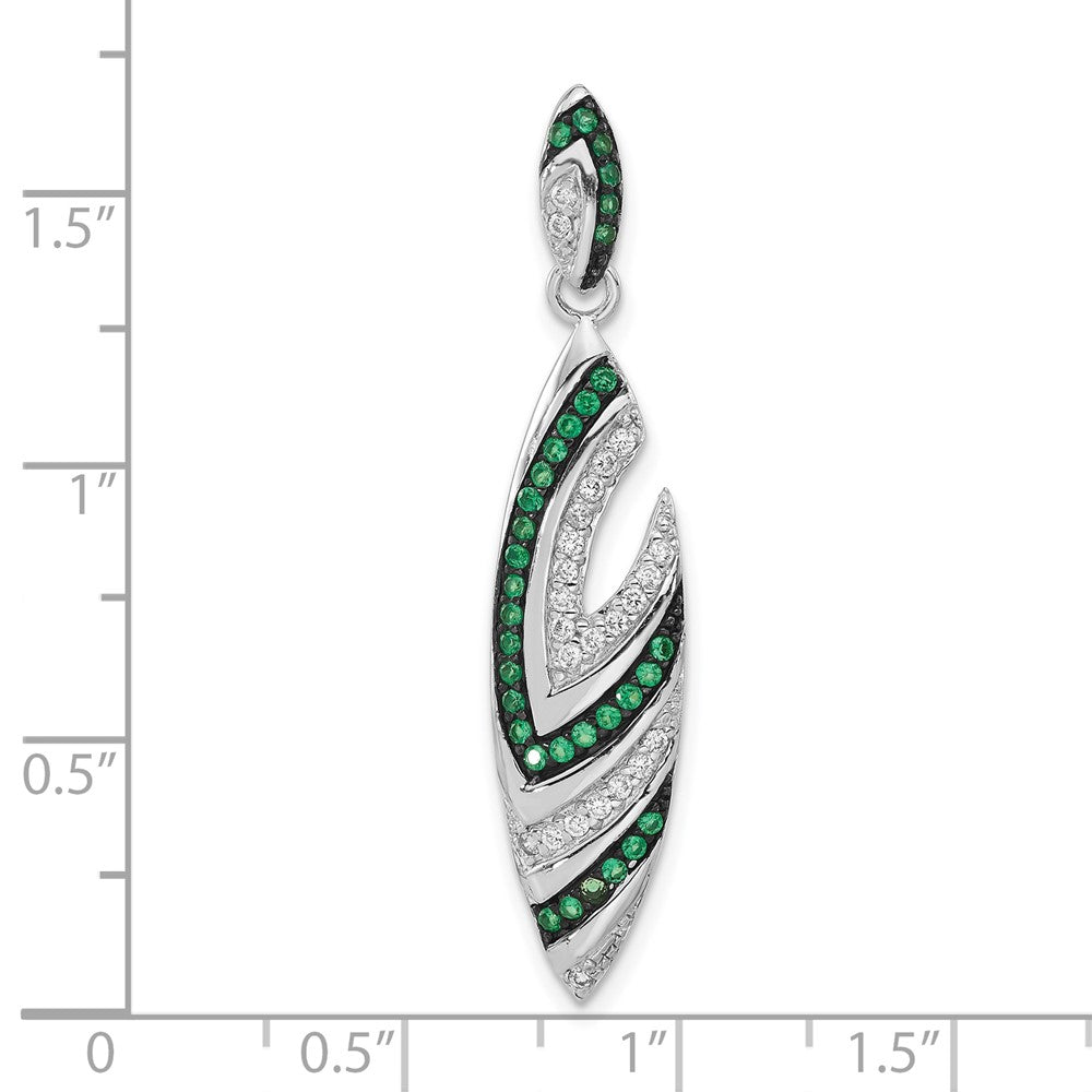 Sterling Silver & Black Rhodium Syn. Green Spinel & CZ Slide Pendant