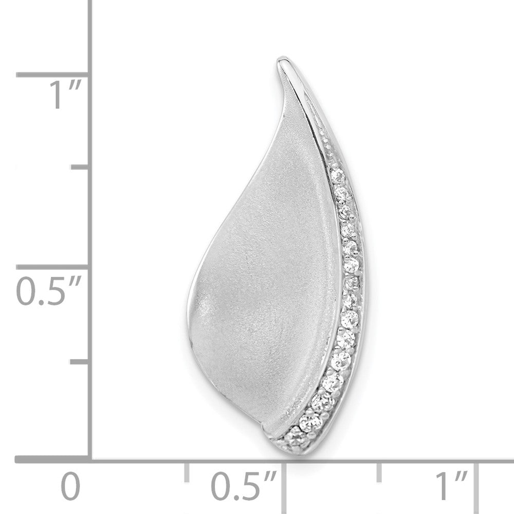 Sterling Silver Polished & Satin CZ Fancy Chain Slide Pendant