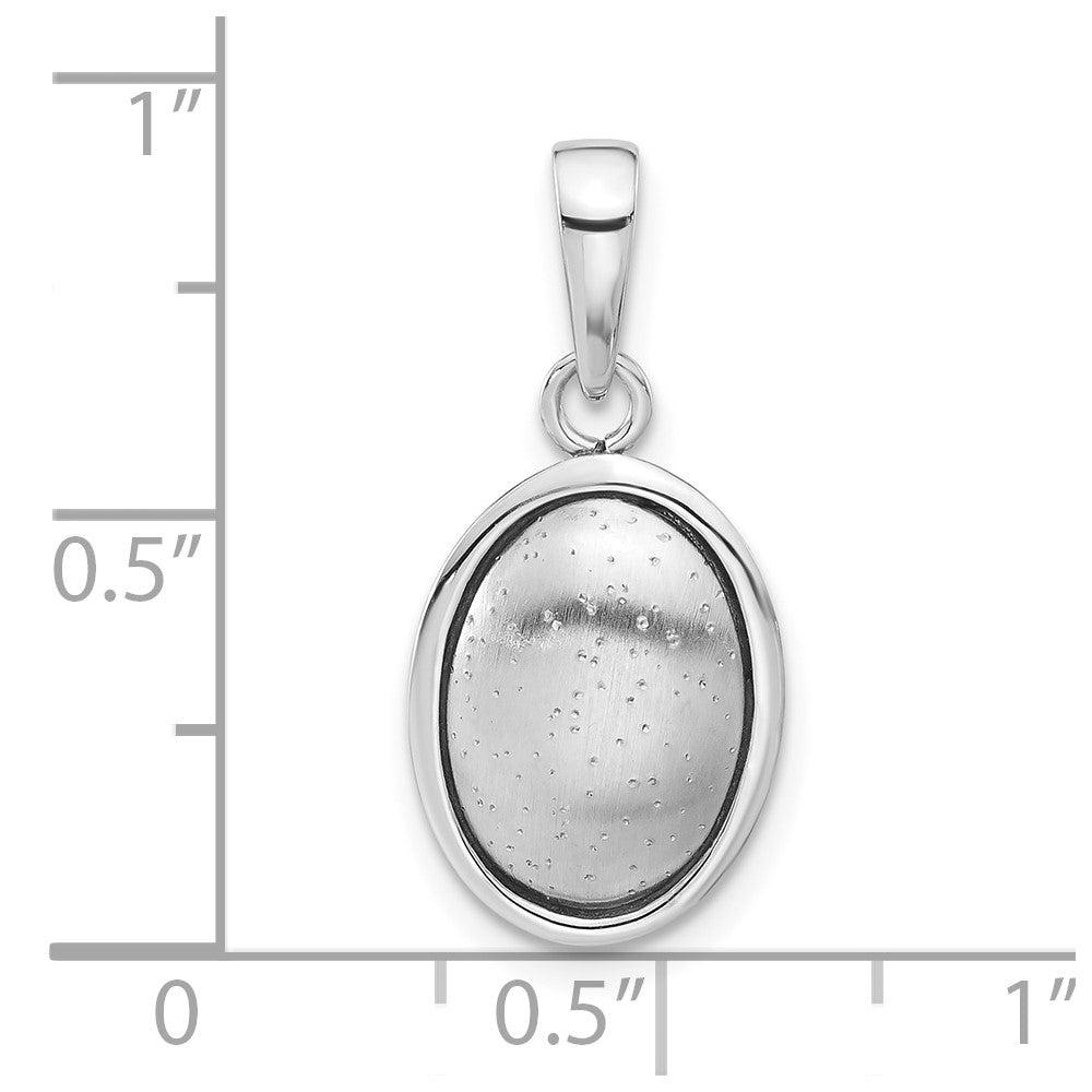 Sterling Silver Polished and Textured Oval Pendant