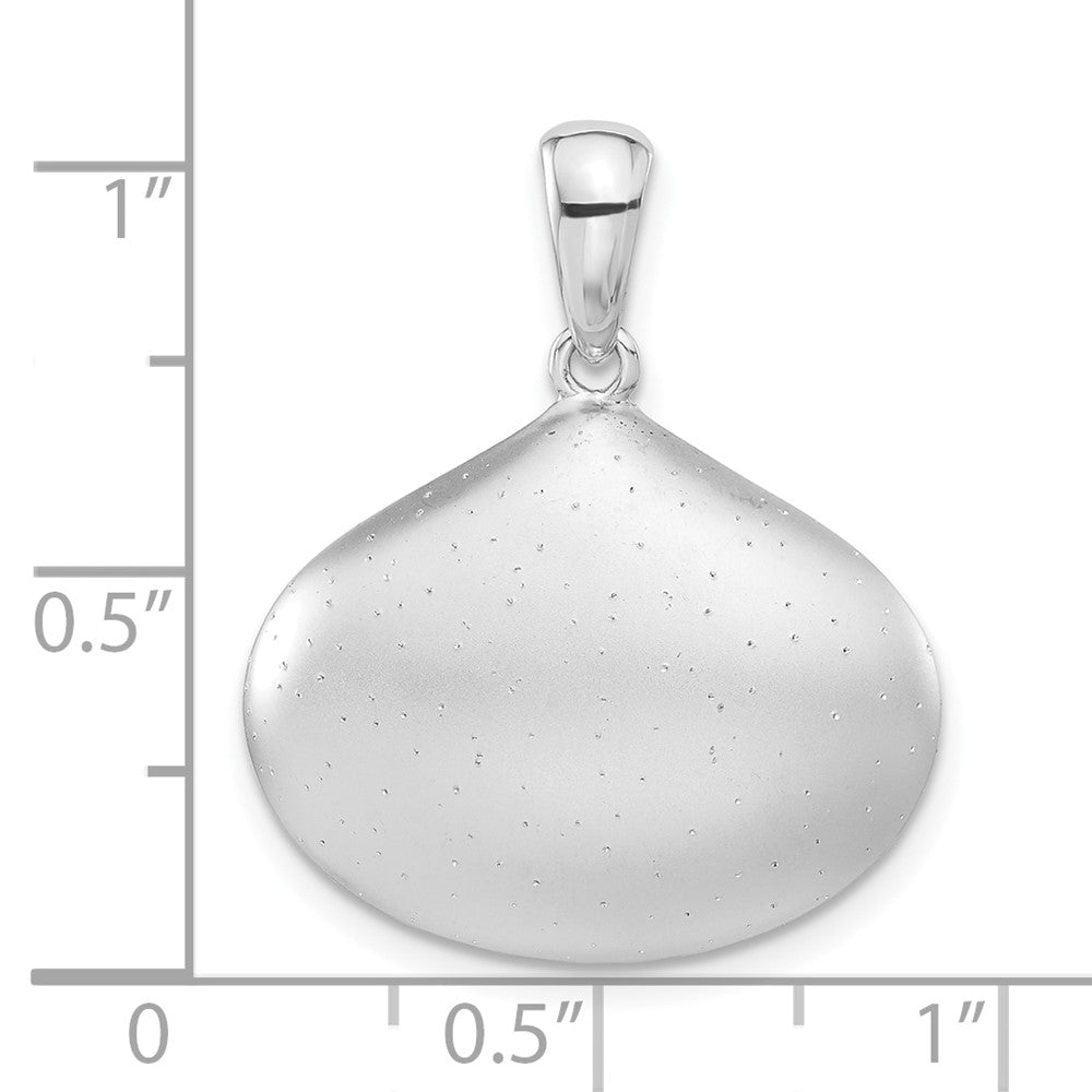 Sterling Silver Sparkle-cut Satin Wide Teardrop Pendant