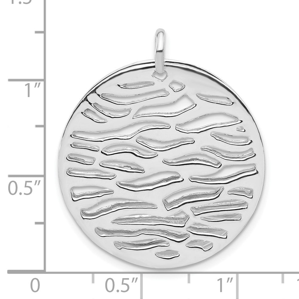 Sterling Silver Polished Round Wavy 2 Piece Circle Pendant