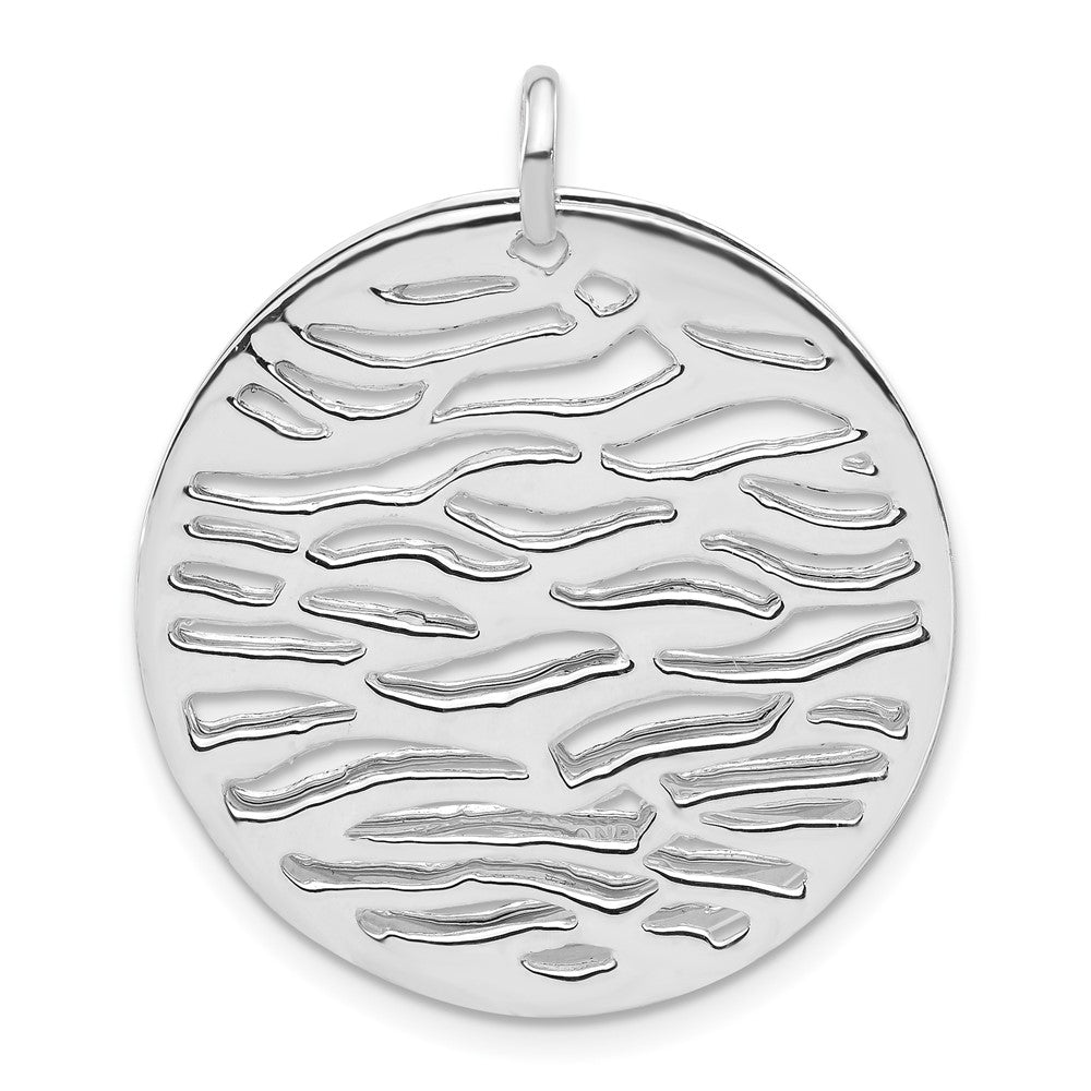 Sterling Silver Polished Round Wavy 2 Piece Circle Pendant