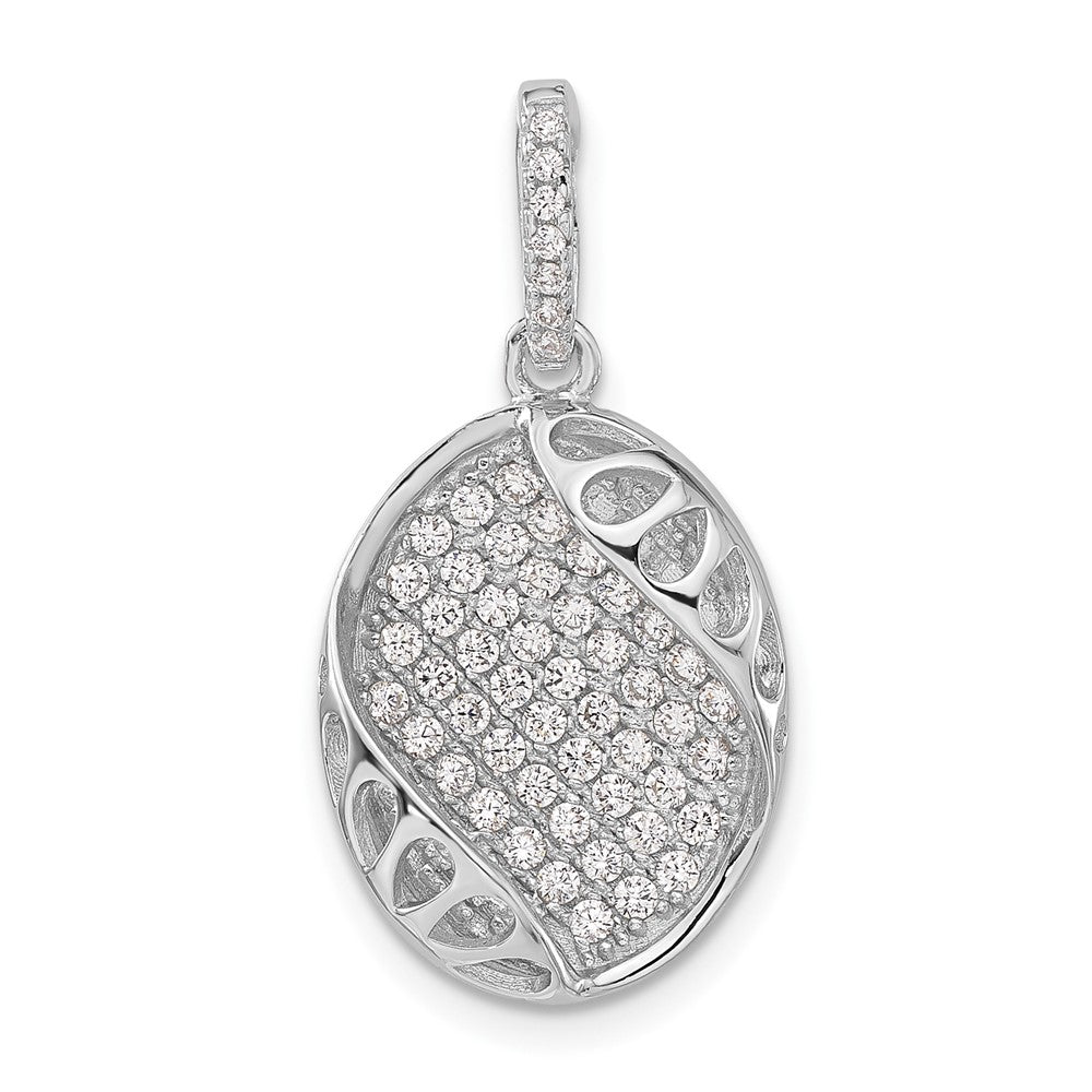 Sterling Silver Polished Fancy CZ Oval Pendant