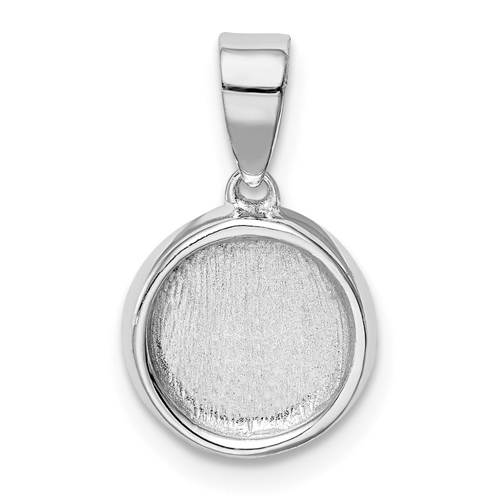 Sterling Silver Rhod-plated Lab Created Opal Round Pendant