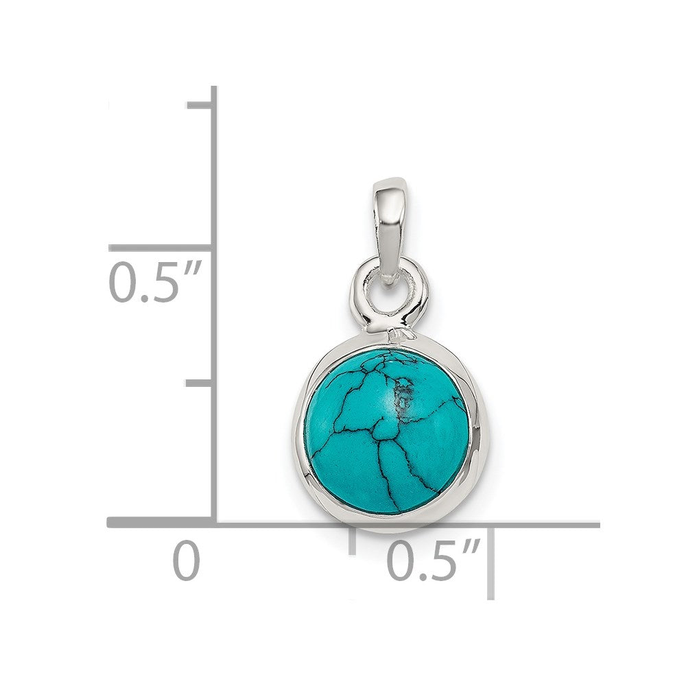 Sterling Silver Polished Lab Created Turquoise Pendant