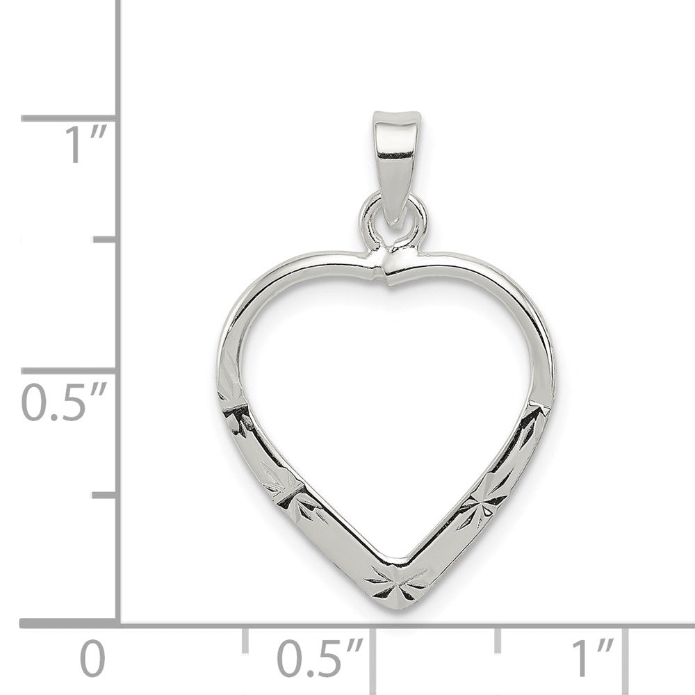 Sterling Silver Polished & D/C Heart Pendant