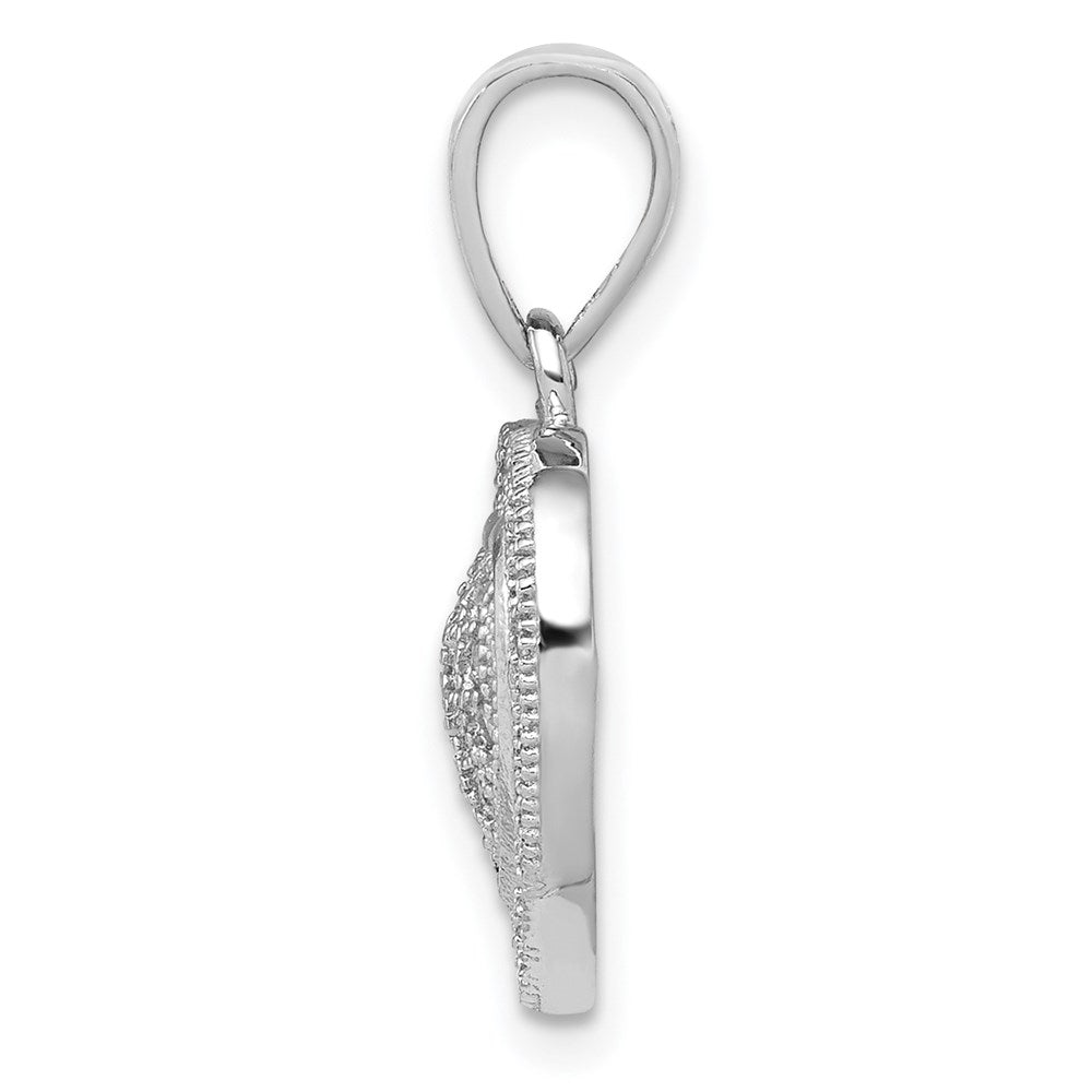 Sterling Silver Rhodium-plated Polished CZ Heart Pendant