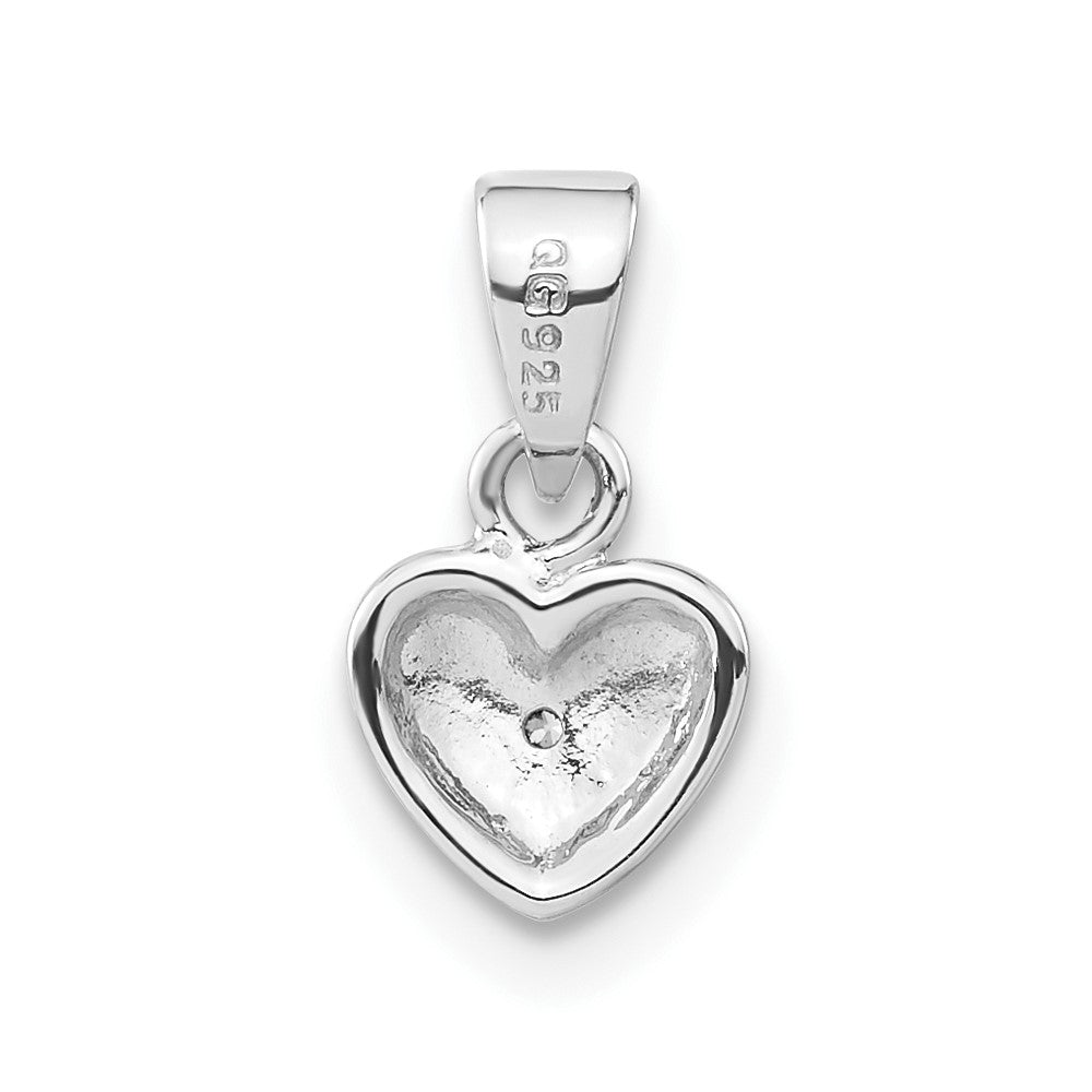 Sterling Silver Polished & Satin CZ Heart Pendant