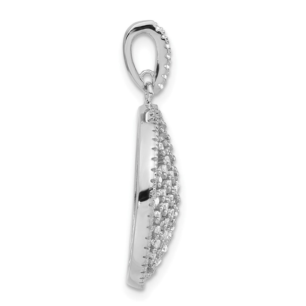 Sterling Silver Rhodium-plated Polished CZ Circle Pendant