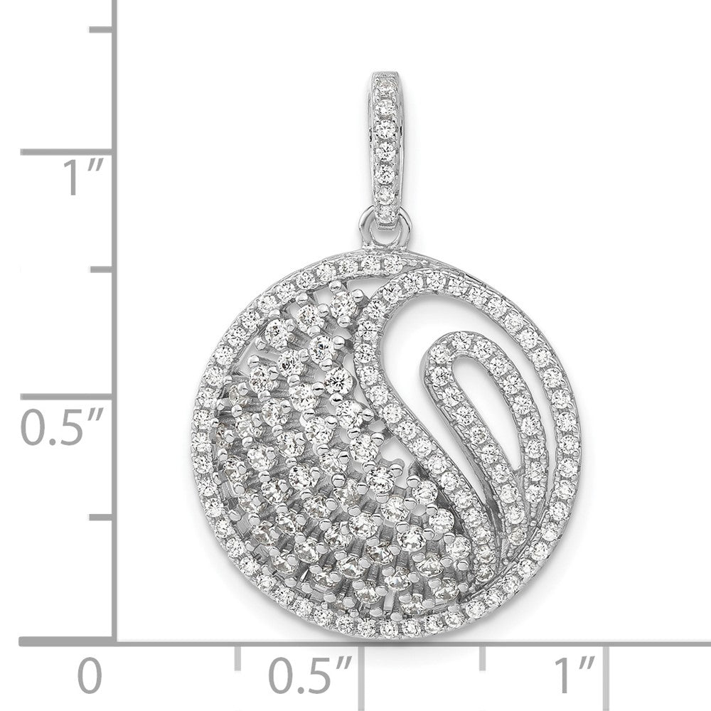 Sterling Silver Rhodium-plated Polished CZ Circle Pendant