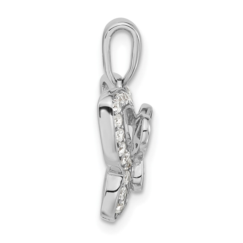 Sterling Silver Rhodium-plated Polished CZ Butterfly Pendant