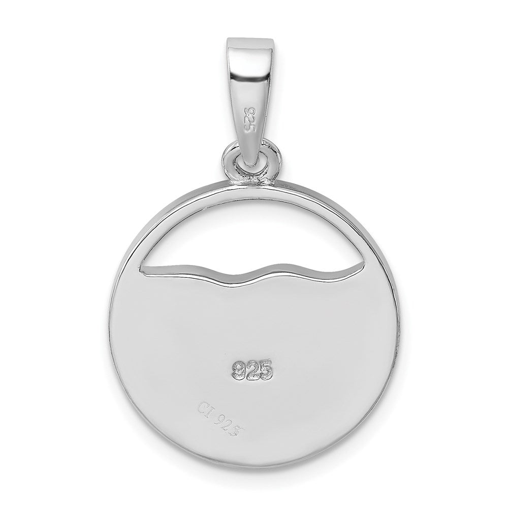 Sterling Silver Rhodium-plated Created Opal Starfish Ocean Pendant