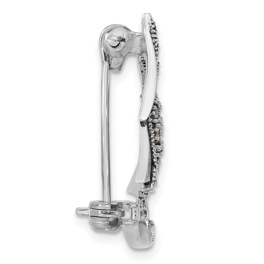 Sterling Silver Antiqued Marcasite Sailboat Pin