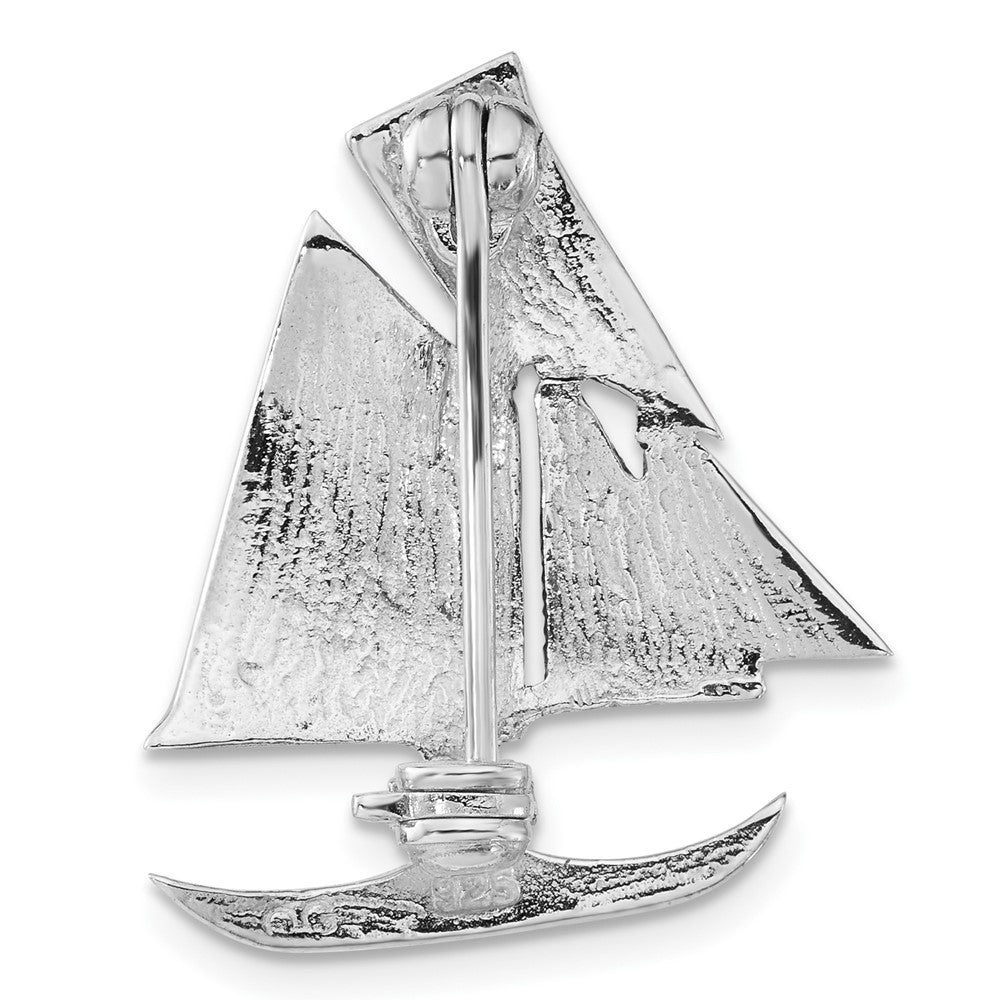 Sterling Silver Antiqued Marcasite Sailboat Pin