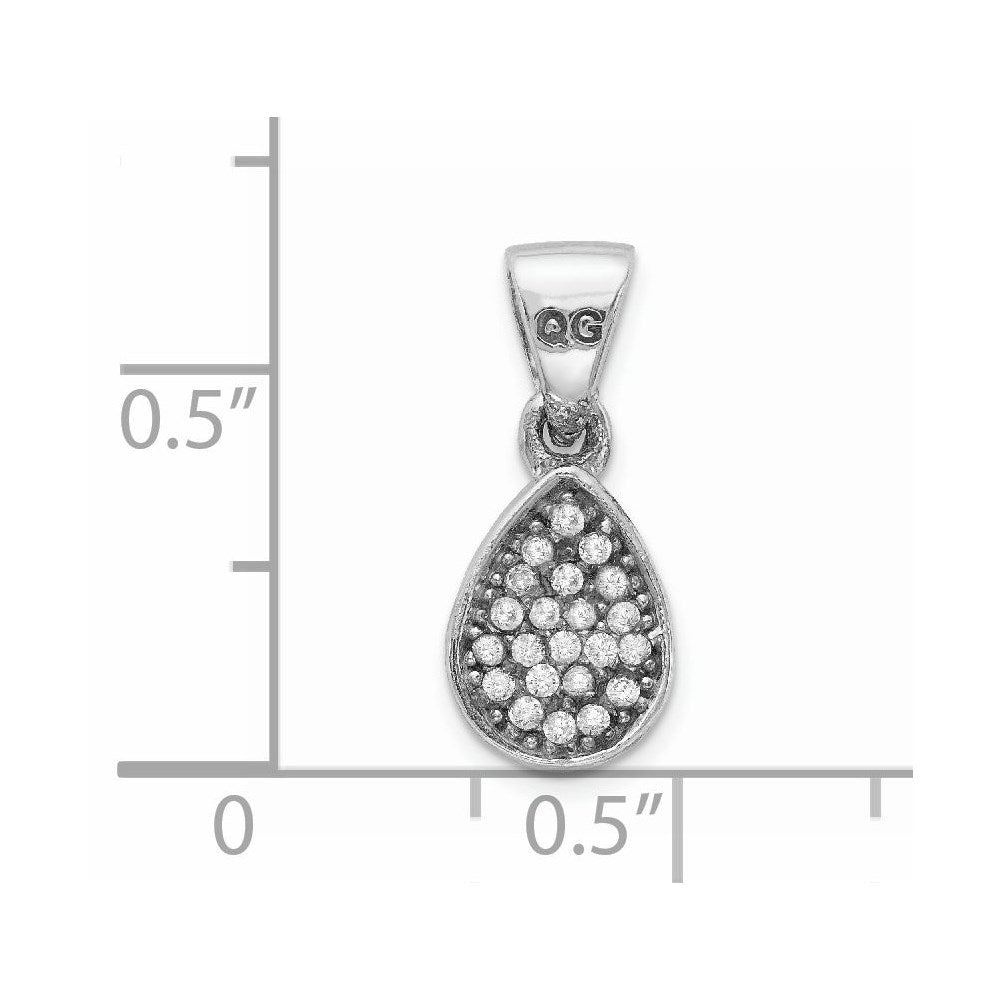 Sterling Silver Rhodium-plated CZ Polished Teardrop Pendant