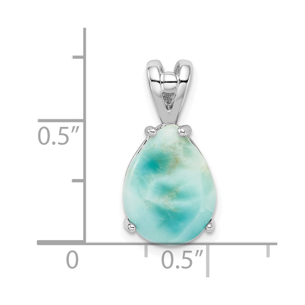 Sterling Silver Rhodium-plated Lab Created Larimar Teardrop Pendant