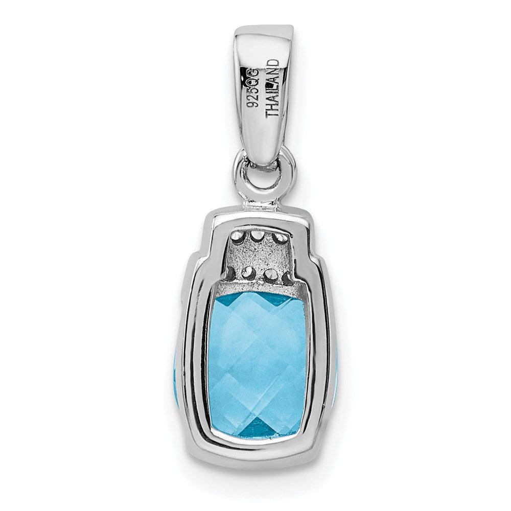 Sterling Silver Rhodium-plated Blue CZ Pendant