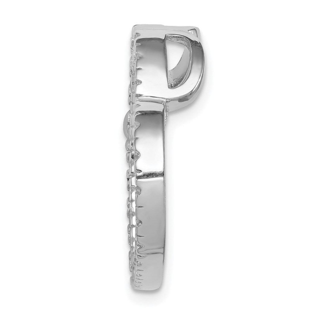 Sterling Silver Rhodium-plated CZ Heart Slide Pendant