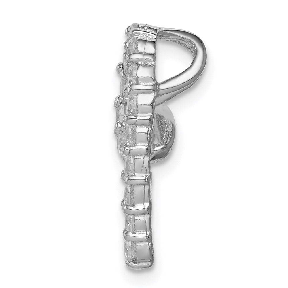 Sterling Silver Rhodium-plated CZ Heart Pendant