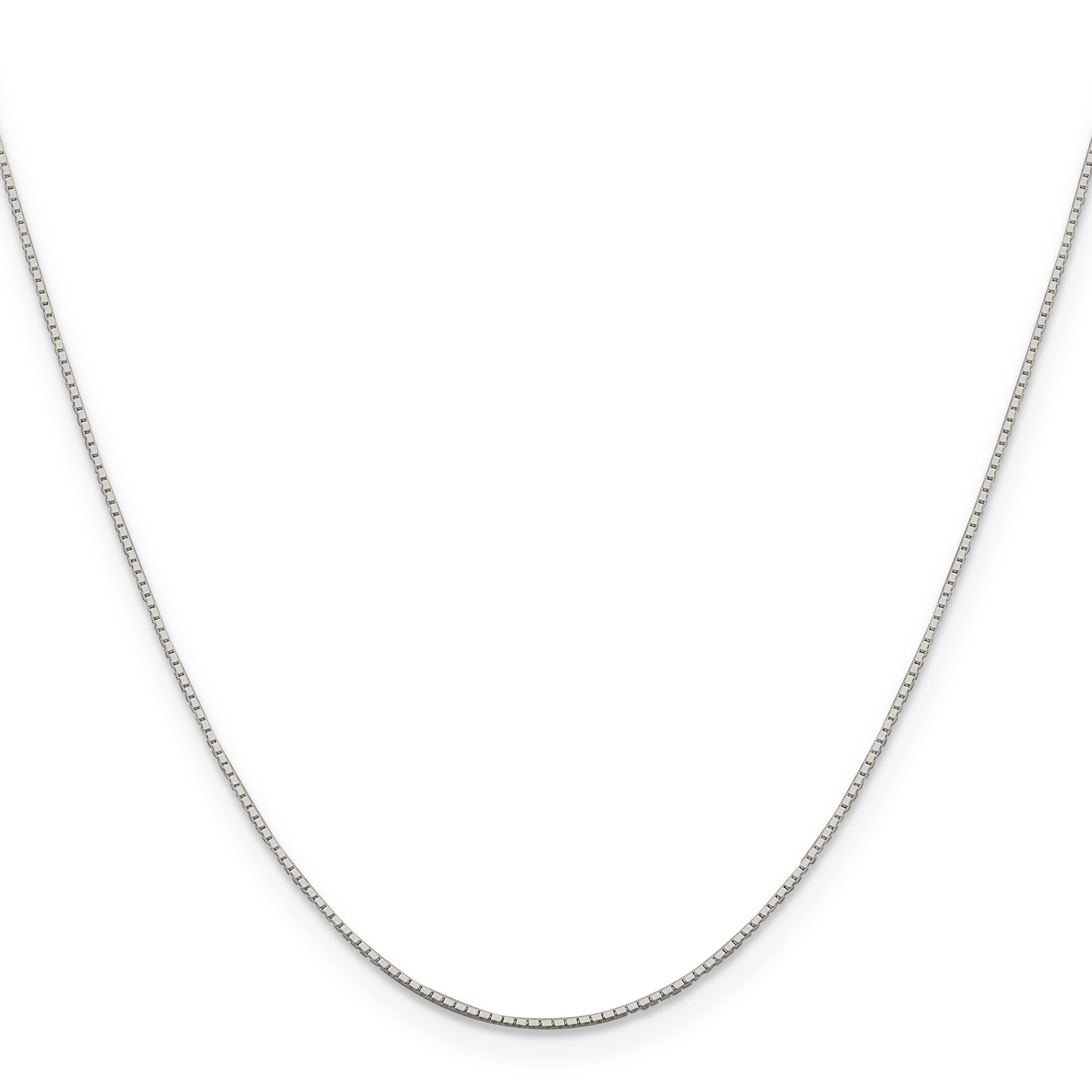 Sterling Silver Rhodium-plated .6mm Mirror Box Chain w/2in ext.