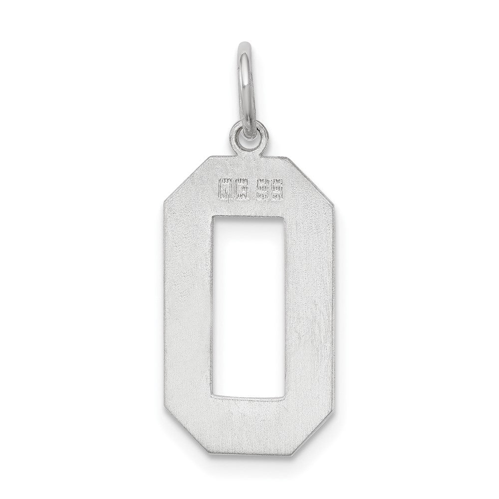 Sterling Silver/Rhodium-plated Polished Number 0 Charm