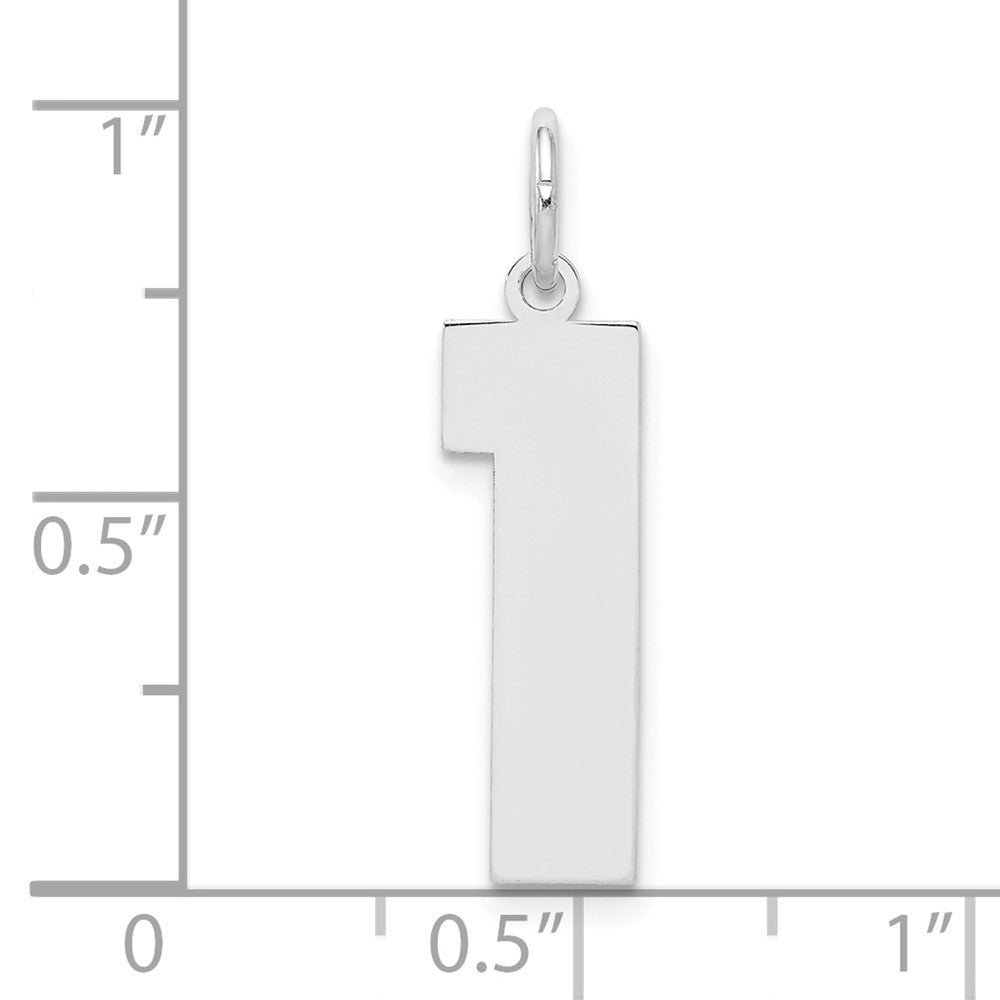 Sterling Silver/Rhodium-plated Polished Number 1 Charm