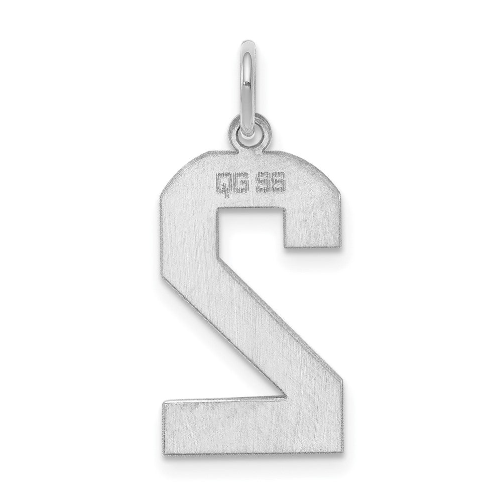 Sterling Silver/Rhodium-plated Polished Number 2 Charm
