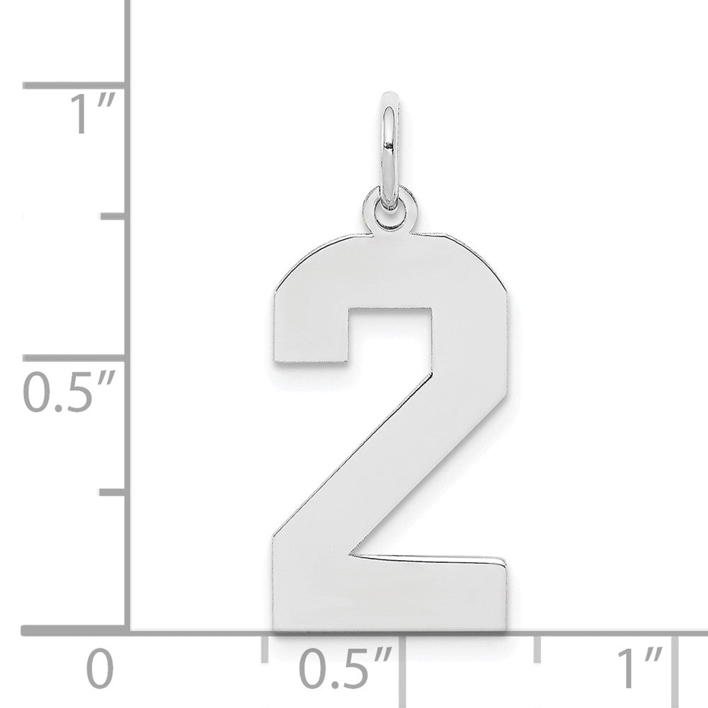 Sterling Silver/Rhodium-plated Polished Number 2 Charm