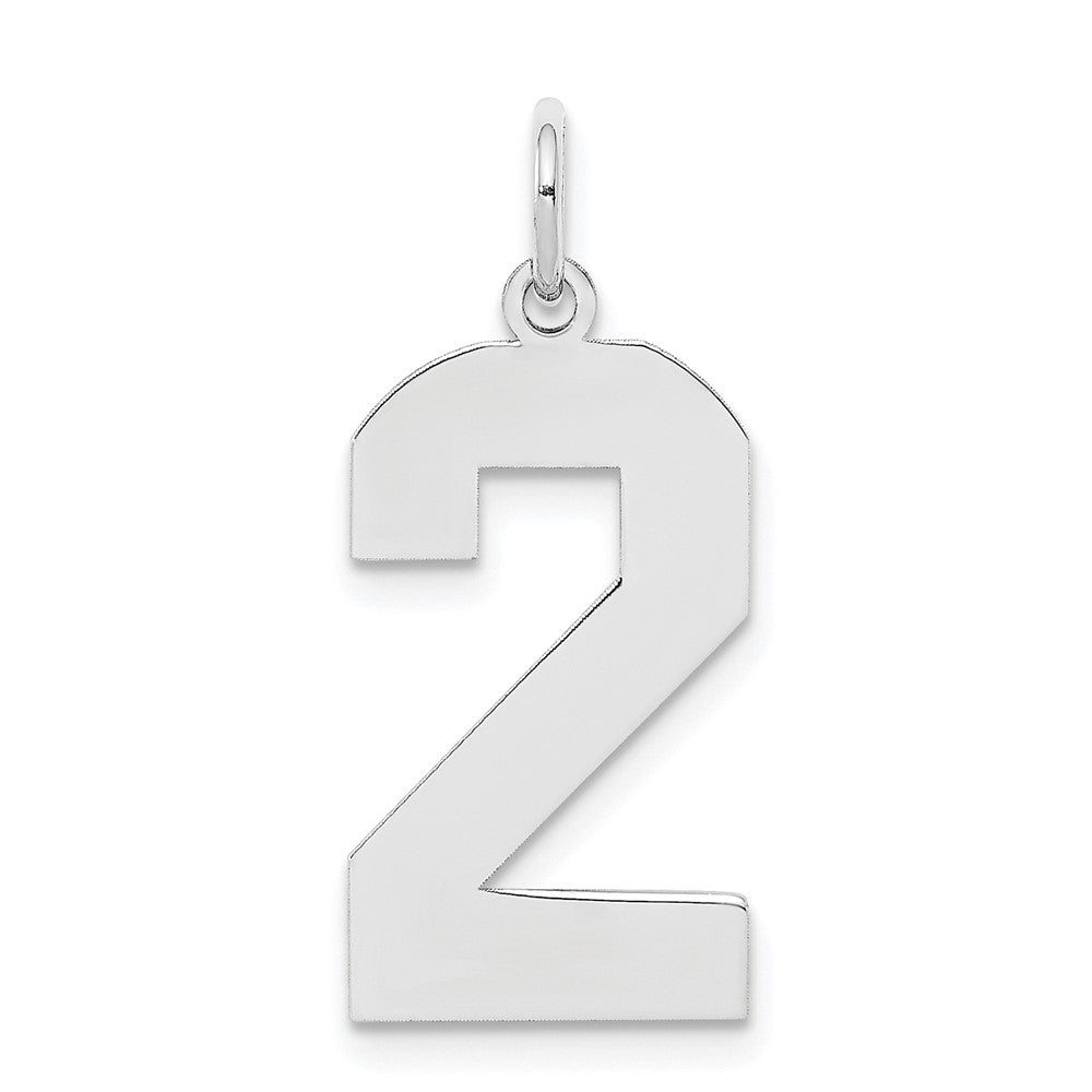 Sterling Silver/Rhodium-plated Polished Number 2 Charm