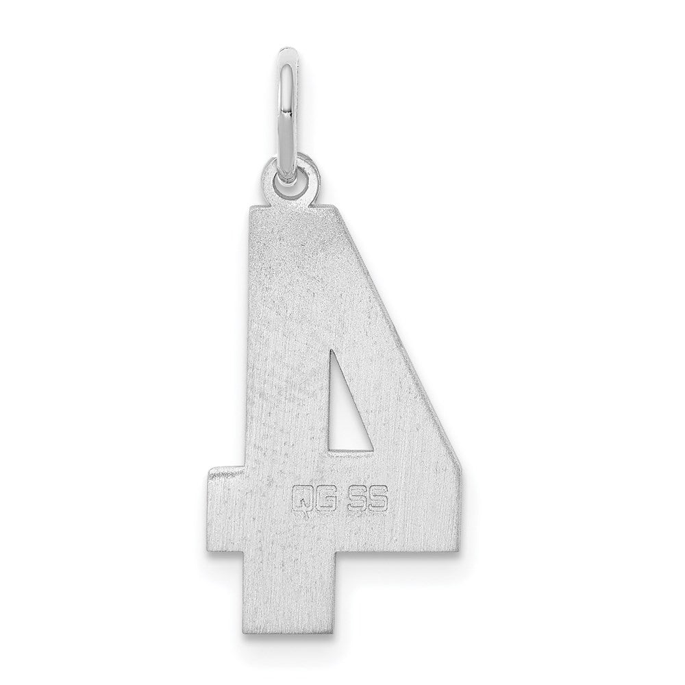 Sterling Silver/Rhodium-plated Polished Number 4 Charm