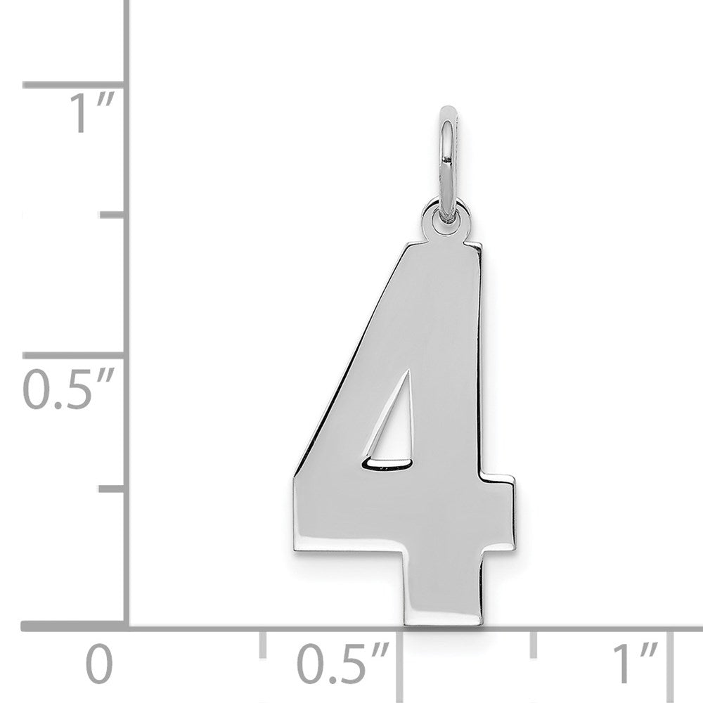 Sterling Silver/Rhodium-plated Polished Number 4 Charm