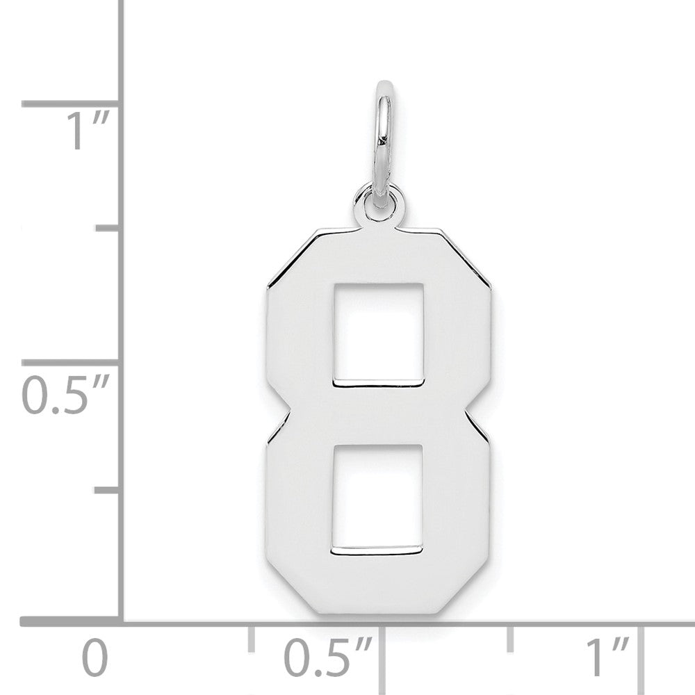 Sterling Silver/Rhodium-plated Polished Number 8 Charm