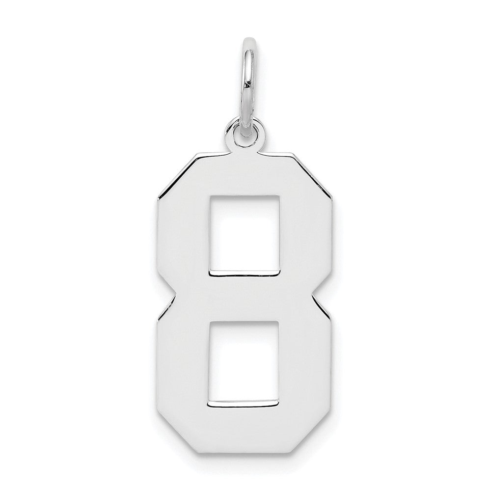 Sterling Silver/Rhodium-plated Polished Number 8 Charm