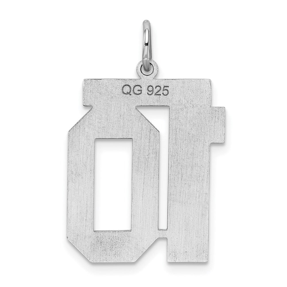 Sterling Silver/Rhodium-plated Polished Number 10 Charm