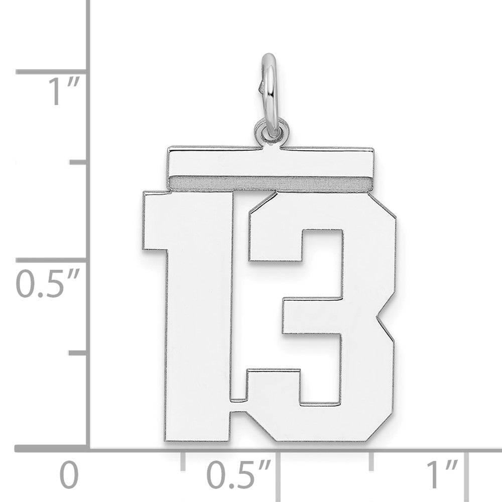 Sterling Silver/Rhodium-plated Polished Number 13 Charm