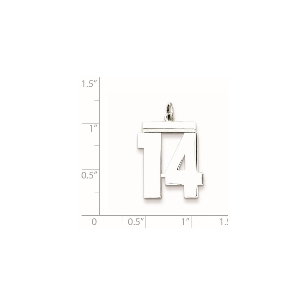 Sterling Silver/Rhodium-plated Polished Number 14 Charm
