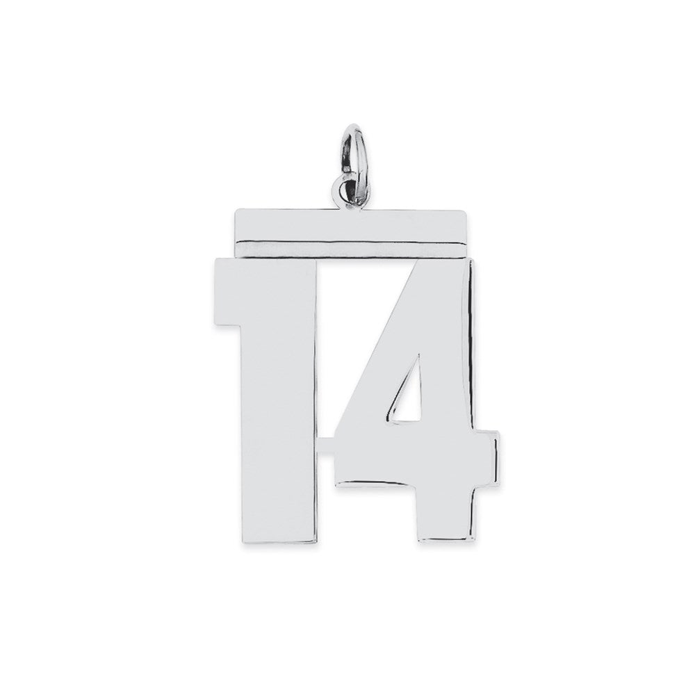 Sterling Silver/Rhodium-plated Polished Number 14 Charm