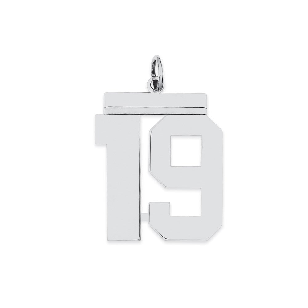 Sterling Silver/Rhodium-plated Polished Number 19 Charm