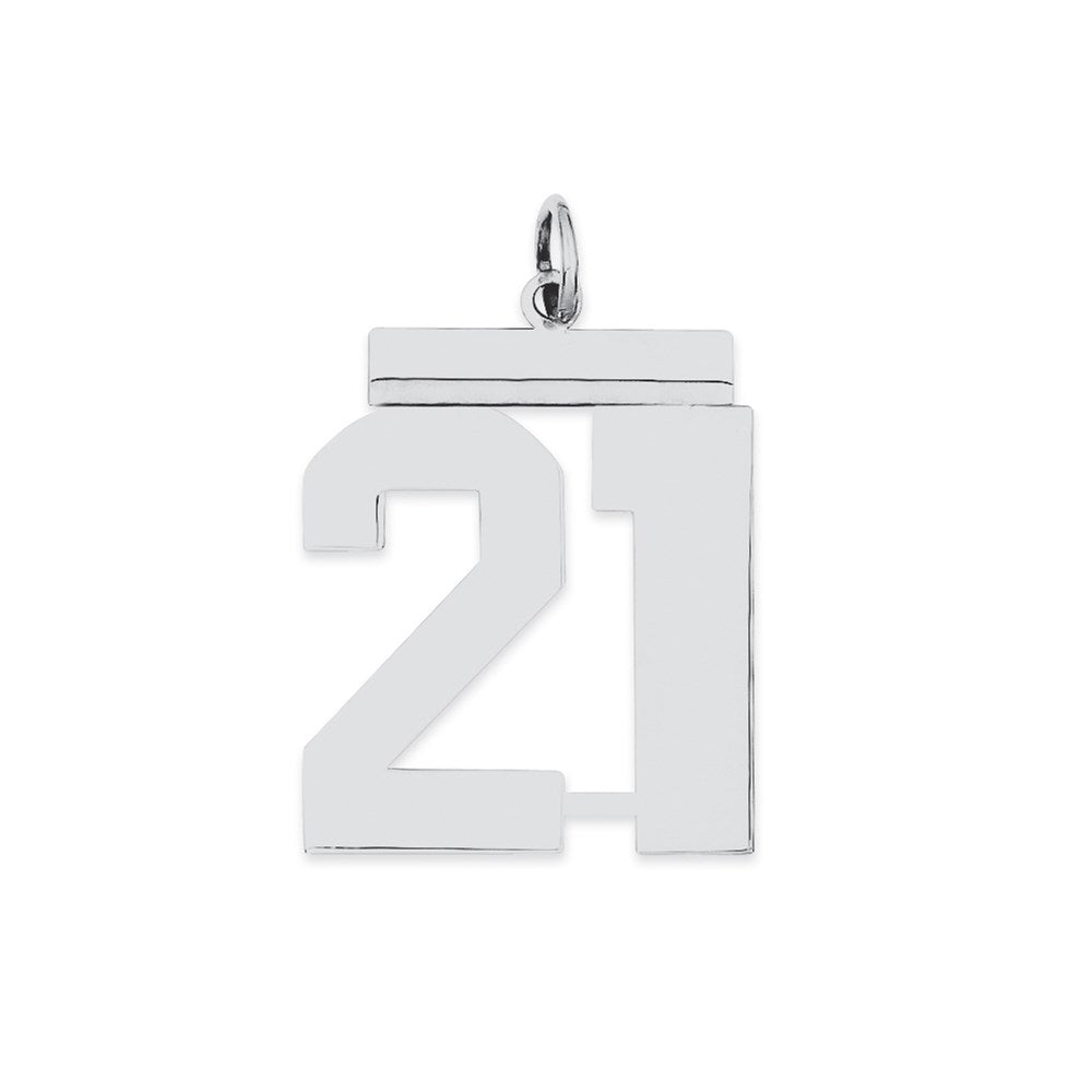 Sterling Silver/Rhodium-plated Polished Number 21 Charm
