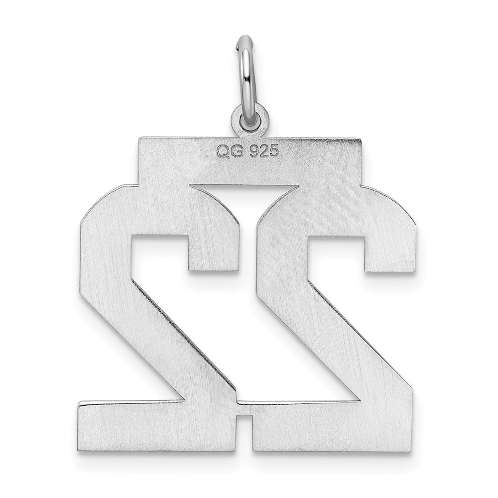Sterling Silver/Rhodium-plated Polished Number 22 Charm