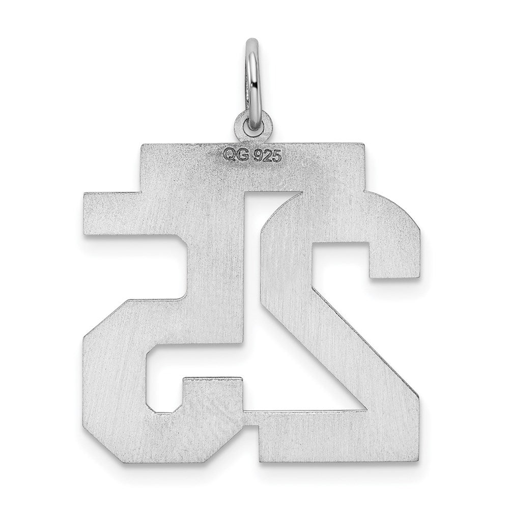 Sterling Silver/Rhodium-plated Polished Number 25 Charm