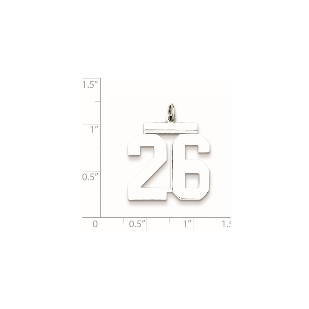 Sterling Silver/Rhodium-plated Polished Number 26 Charm