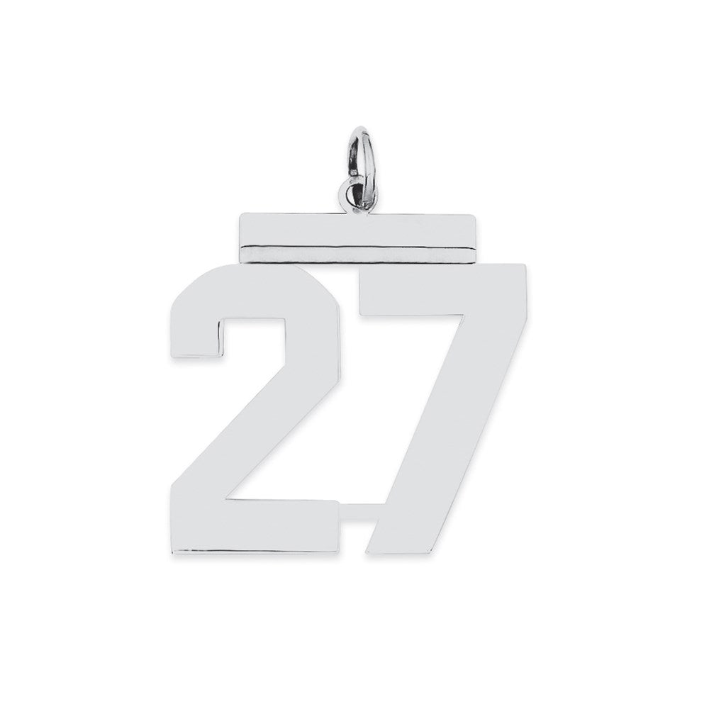 Sterling Silver/Rhodium-plated Polished Number 27 Charm