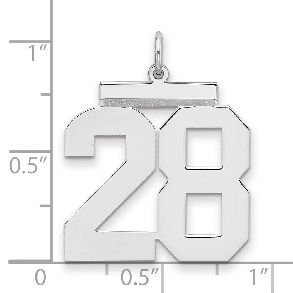 Sterling Silver/Rhodium-plated Polished Number 28 Charm